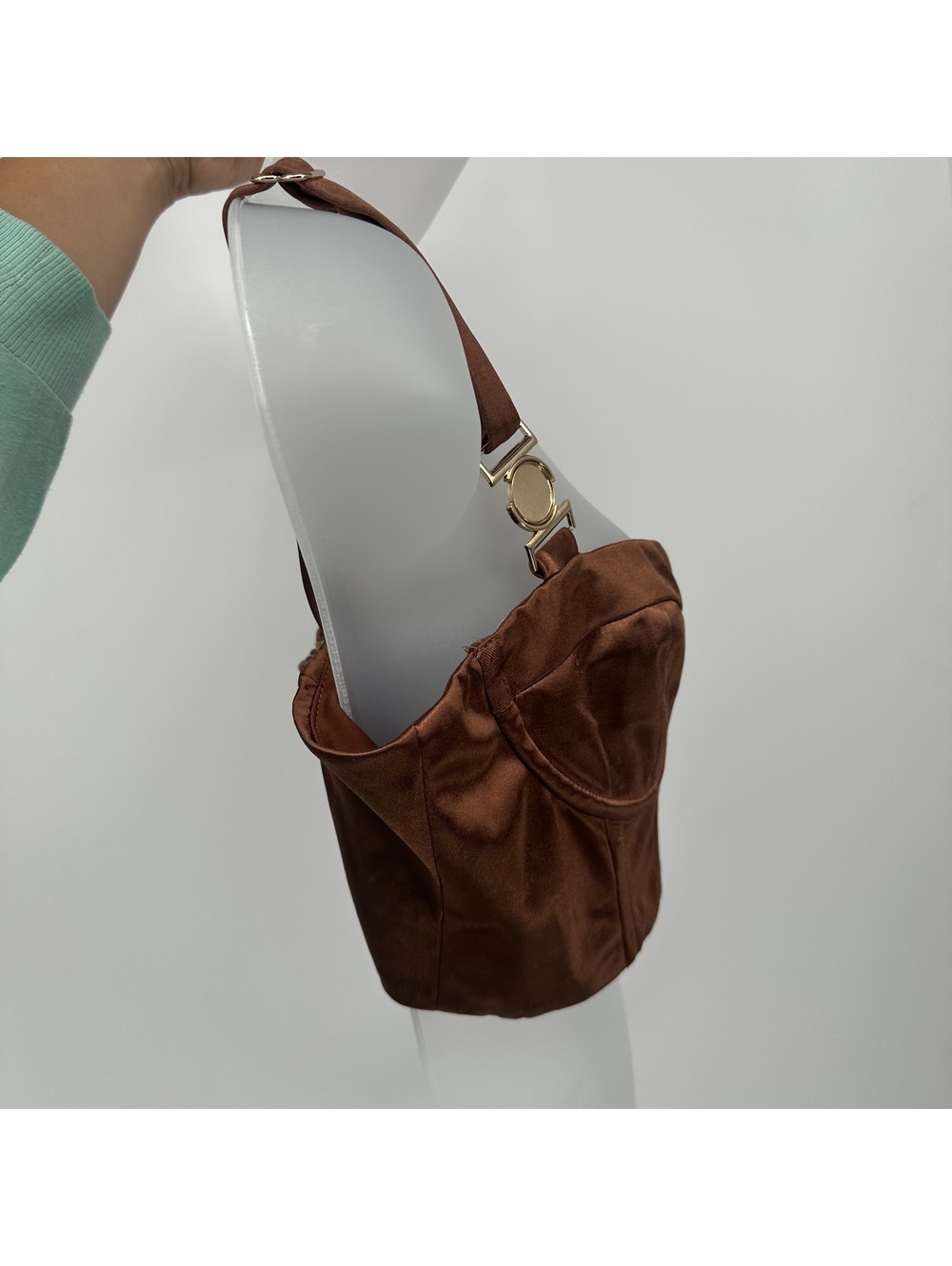 Princess Polly Brown Satin Bustier Corset Crop Top - Picture 4 of 11